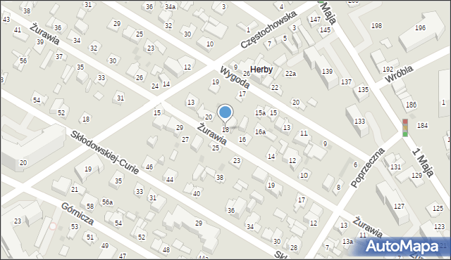 Kielce, Żurawia, 18, mapa Kielc