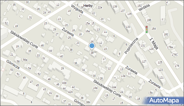 Kielce, Żurawia, 19, mapa Kielc