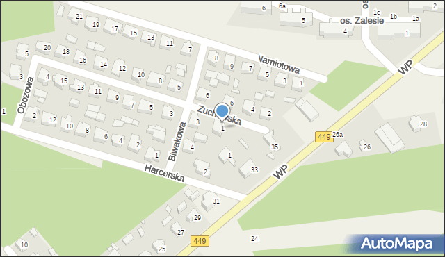 Kobyla Góra, Zuchowska, 1, mapa Kobyla Góra