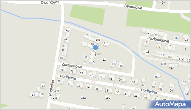 Kobyłka, Żurawinowa, 9, mapa Kobyłka