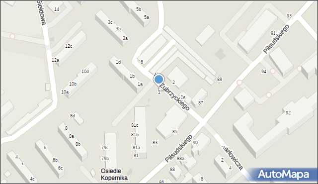 Koszalin, Zubrzyckiego Leona Zbigniewa, 1, mapa Koszalina