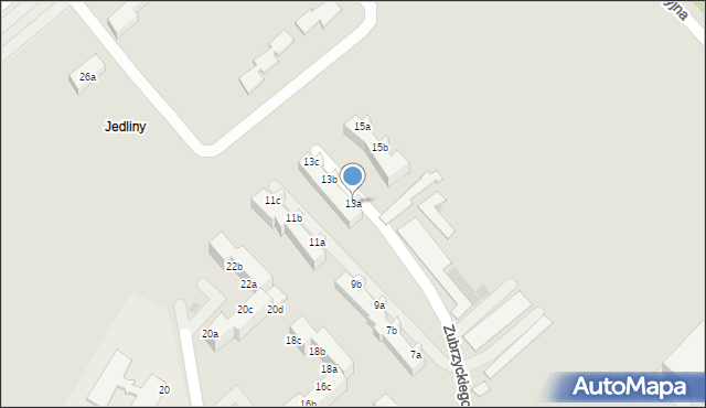 Koszalin, Zubrzyckiego Leona Zbigniewa, 13a, mapa Koszalina