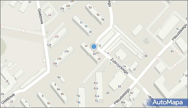 Koszalin, Zubrzyckiego Leona Zbigniewa, 1b, mapa Koszalina