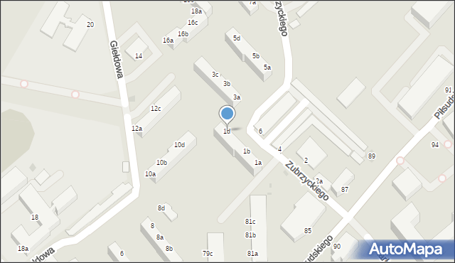 Koszalin, Zubrzyckiego Leona Zbigniewa, 1d, mapa Koszalina