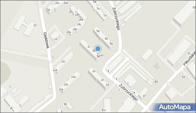 Koszalin, Zubrzyckiego Leona Zbigniewa, 3a, mapa Koszalina