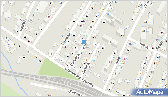 Kraków, Żułowska, 8A, mapa Krakowa