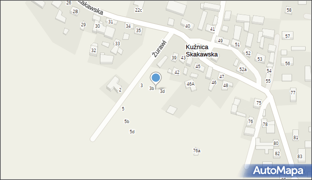 Kuźnica Skakawska, Żurawi, 3c, mapa Kuźnica Skakawska