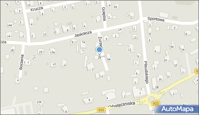 Libiąż, Żurawia, 2a, mapa Libiąż