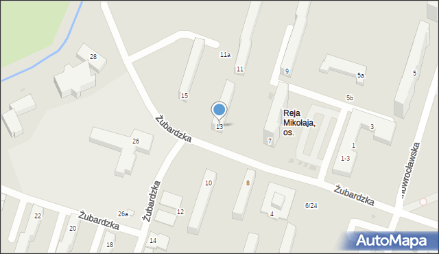 Łódź, Żubardzka, 13, mapa Łodzi