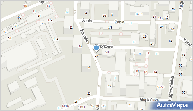Łódź, Żurawia, 15, mapa Łodzi