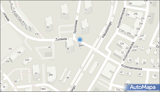 Lubin, Żurawia, 38A, mapa Lubin