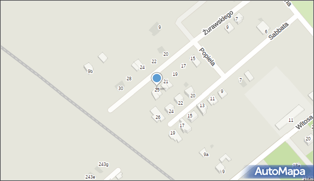 Mielec, Żurawskiego, 25, mapa Mielca