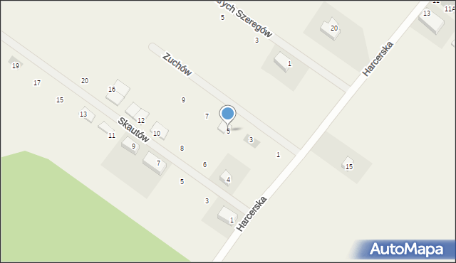 Miłoszyce, Zuchów, 5, mapa Miłoszyce