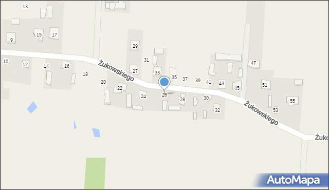 Mokre, Żukowskiego Franciszka, por., 26, mapa Mokre