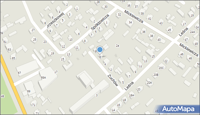 Mońki, Zuchów, 6, mapa Mońki