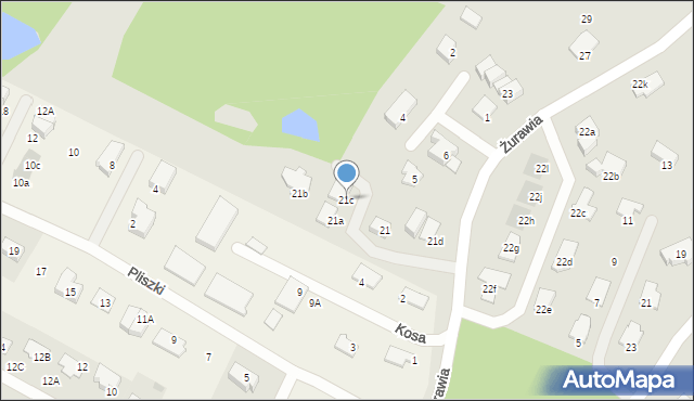 Olsztyn, Żurawia, 21c, mapa Olsztyna