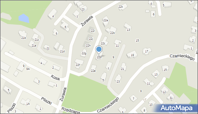 Olsztyn, Żurawia, 22d, mapa Olsztyna