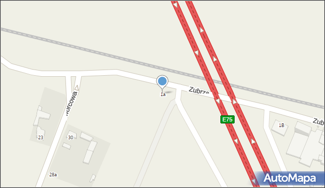 Ożarowice, Zubrza, 1a, mapa Ożarowice