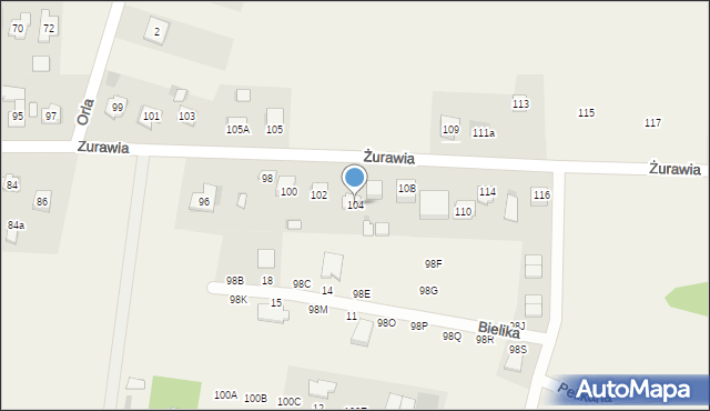 Piaseczna Górka, Żurawia, 104, mapa Piaseczna Górka