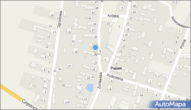 Piasek, Żurawska, 29, mapa Piasek