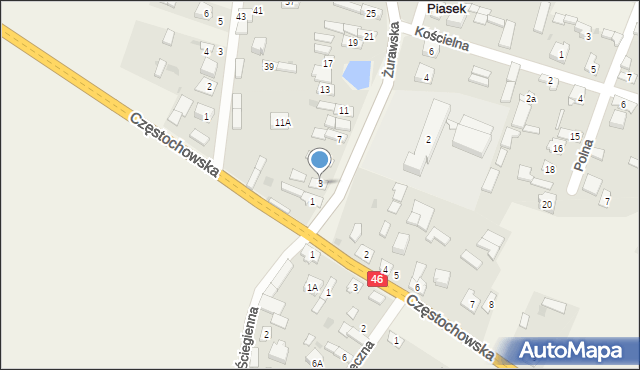 Piasek, Żurawska, 3, mapa Piasek