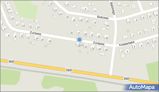 Pisz, Żurawia, 20, mapa Pisz
