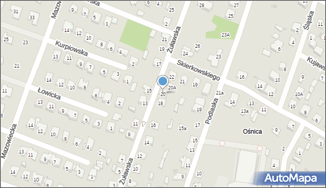 Płock, Żuławska, 20, mapa Płock