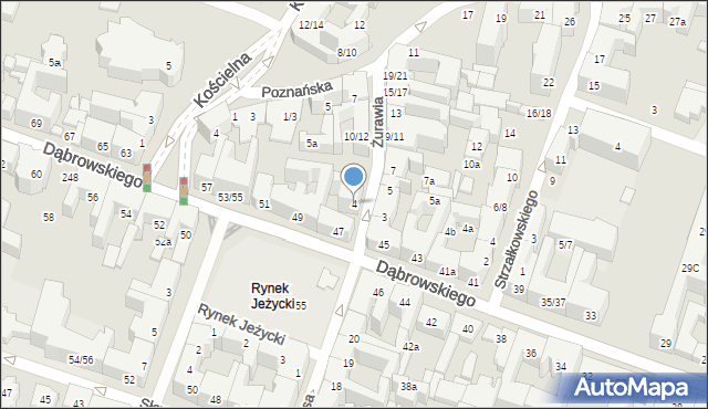 Poznań, Żurawia, 4, mapa Poznania
