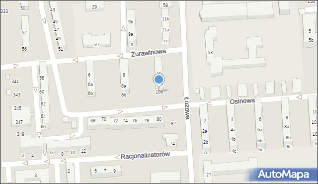Poznań, Żurawinowa, 10b, mapa Poznania