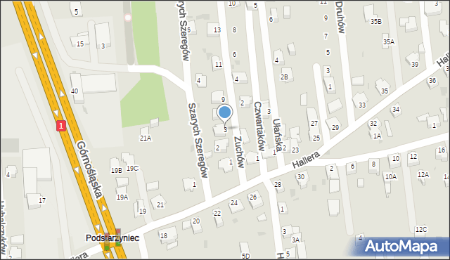 Pszczyna, Zuchów, 3, mapa Pszczyny