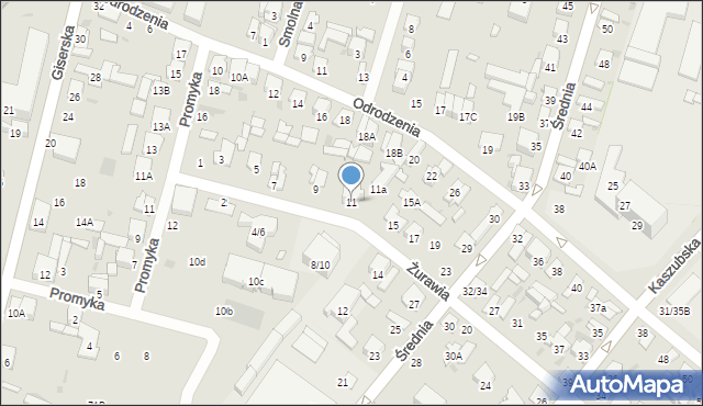 Radom, Żurawia, 11, mapa Radomia
