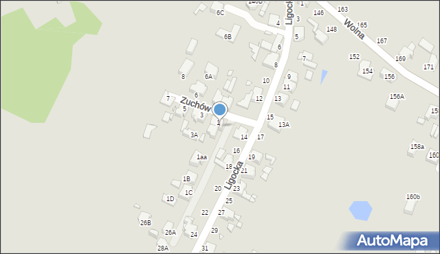 Rybnik, Zuchów, 1a, mapa Rybnika