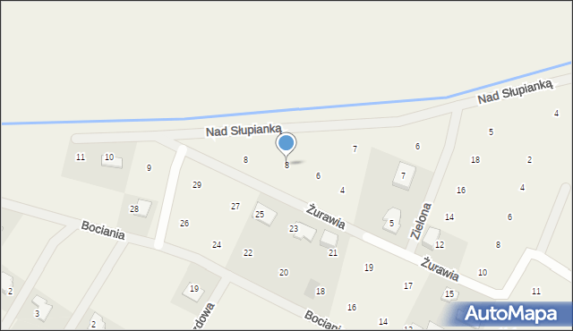 Słupno, Żurawia, 8, mapa Słupno