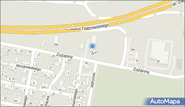 Sosnowiec, Zuzanny, 28, mapa Sosnowca