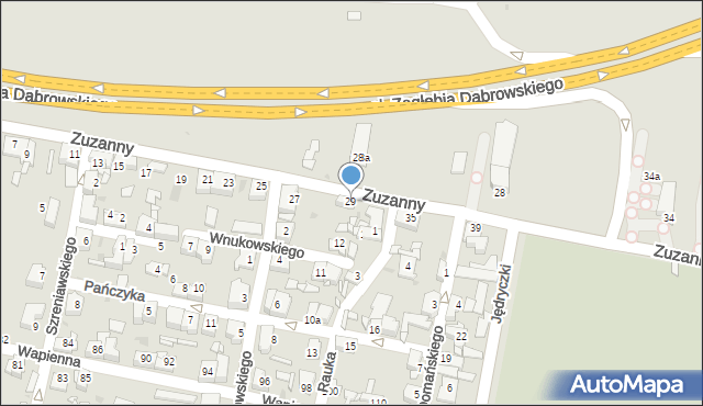 Sosnowiec, Zuzanny, 29, mapa Sosnowca