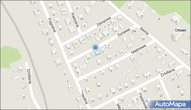 Starachowice, Żurawia, 13, mapa Starachowic