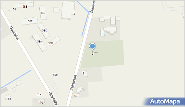 Suchy Dąb, Żuławska, 3, mapa Suchy Dąb