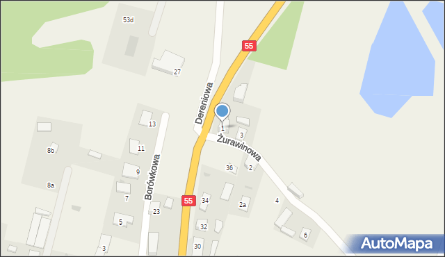 Świerkocin, Żurawinowa, 1, mapa Świerkocin