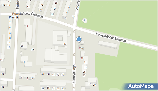 Świętochłowice, Zubrzyckiego Juliana, 15B, mapa Świętochłowice
