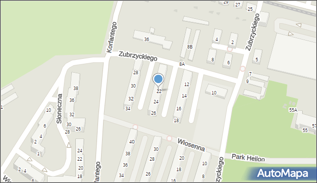 Świętochłowice, Zubrzyckiego Juliana, 22, mapa Świętochłowice