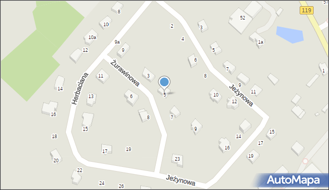 Szczecin, Żurawinowa, 5, mapa Szczecina