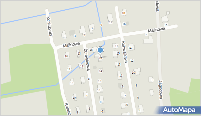 Tarnobrzeg, Żurawinowa, 16, mapa Tarnobrzegu