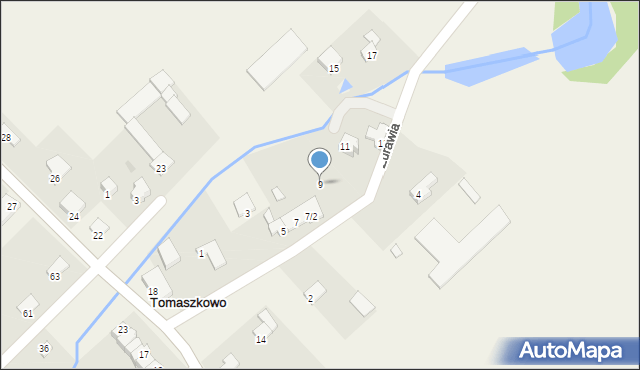 Tomaszkowo, Żurawia, 9, mapa Tomaszkowo