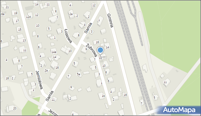 Trzciniec, Żubrowa, 12, mapa Trzciniec