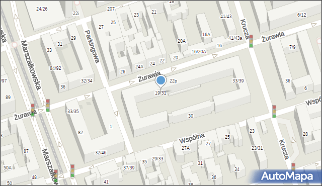 Warszawa, Żurawia, 19/31, mapa Warszawy