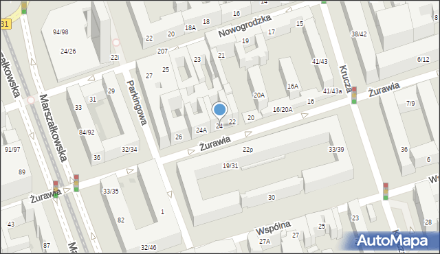 Warszawa, Żurawia, 24, mapa Warszawy