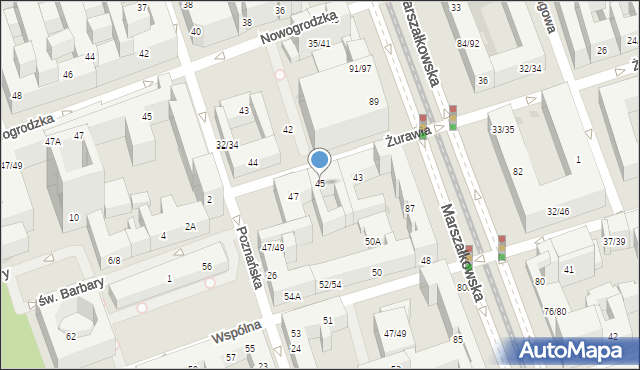 Warszawa, Żurawia, 45, mapa Warszawy