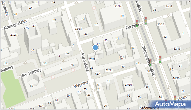Warszawa, Żurawia, 49, mapa Warszawy