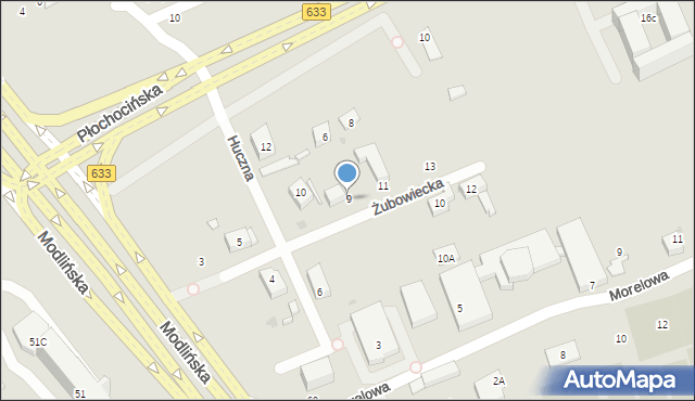 Warszawa, Żubowiecka, 9, mapa Warszawy