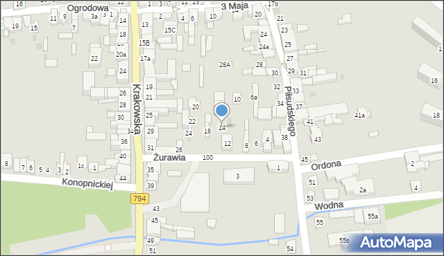 Wolbrom, Żurawia, 14, mapa Wolbrom